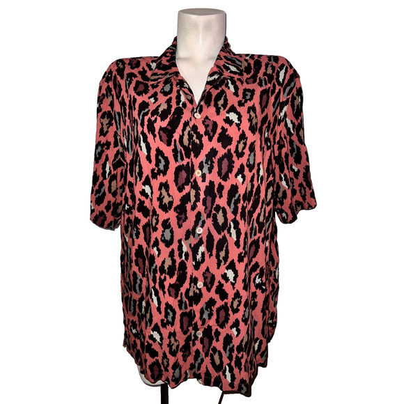 AllSaints Other - All Saints Top Men's Size XL Leopard Print Ocelot Button Up Short Sleeve Shirt